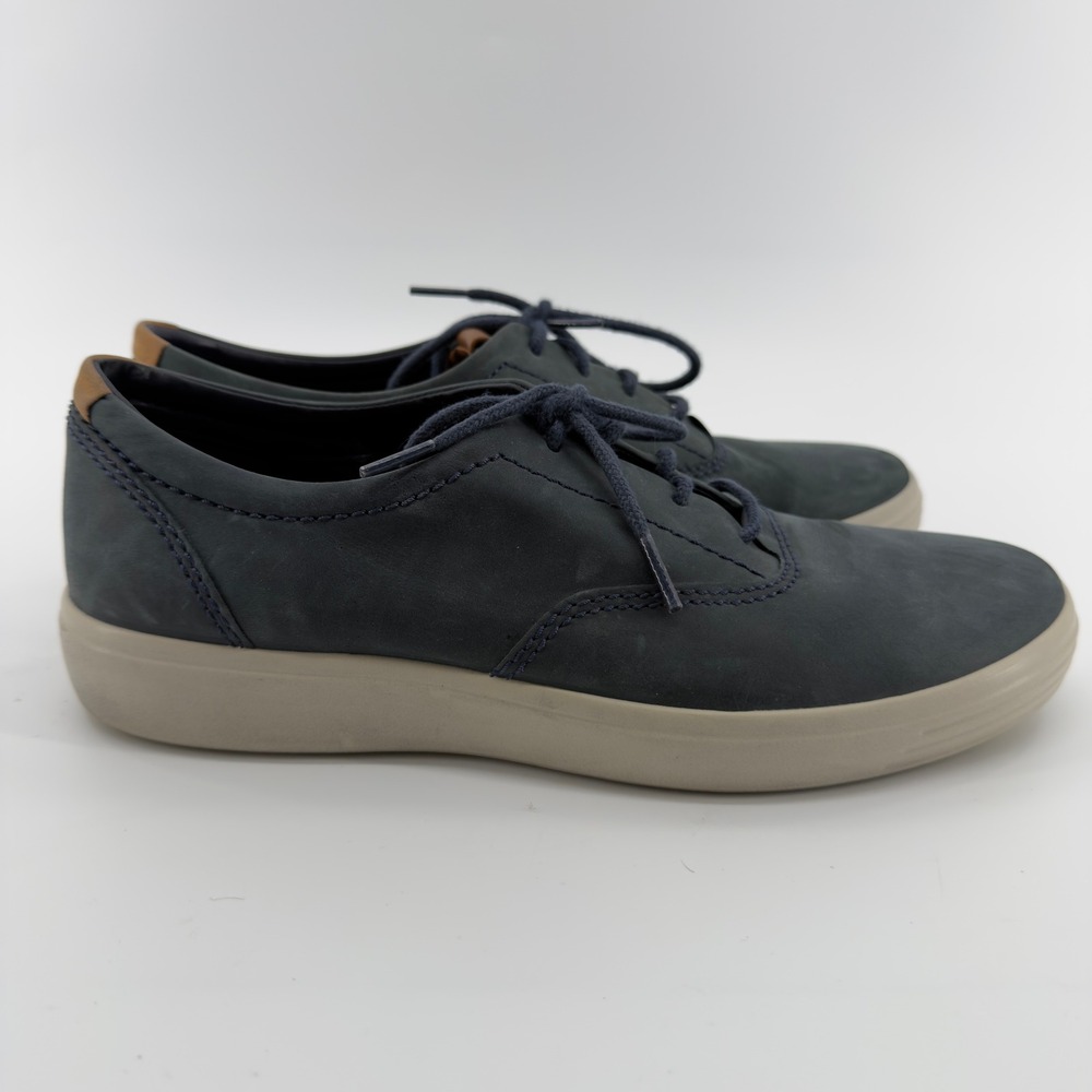 ECCO Soft 7‎ Mens Navy Blue Nubuck Leather Sneakers Shoes Size 7